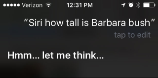 Illustration for article titled I Swear to God Siri Was Messing With Me Last Night About Barbara Bush's Height